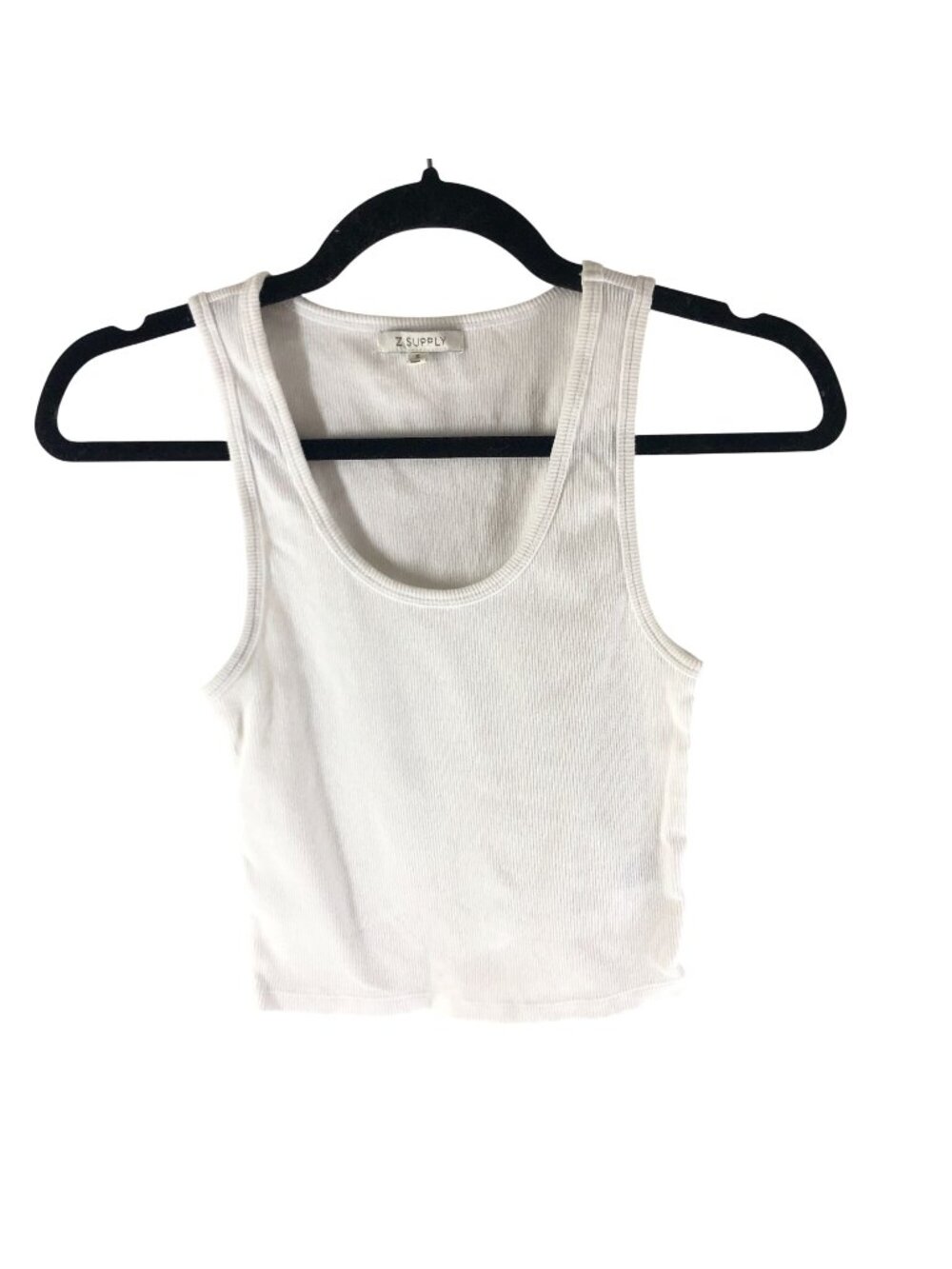 Z Supply White Ribbed Tank Top Cropped Womens Small Cotton Stretch Scoop Neck